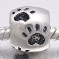 EB406 - Silver plated bead with pawprints - Click Image to Close